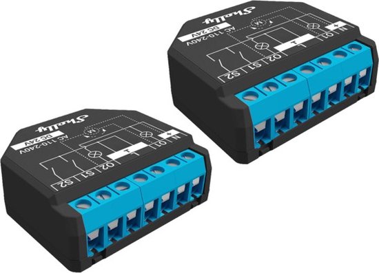 Shelly Relais Plus 2PM WLAN - Slimme Onderputz Schakelaar (2-pack)