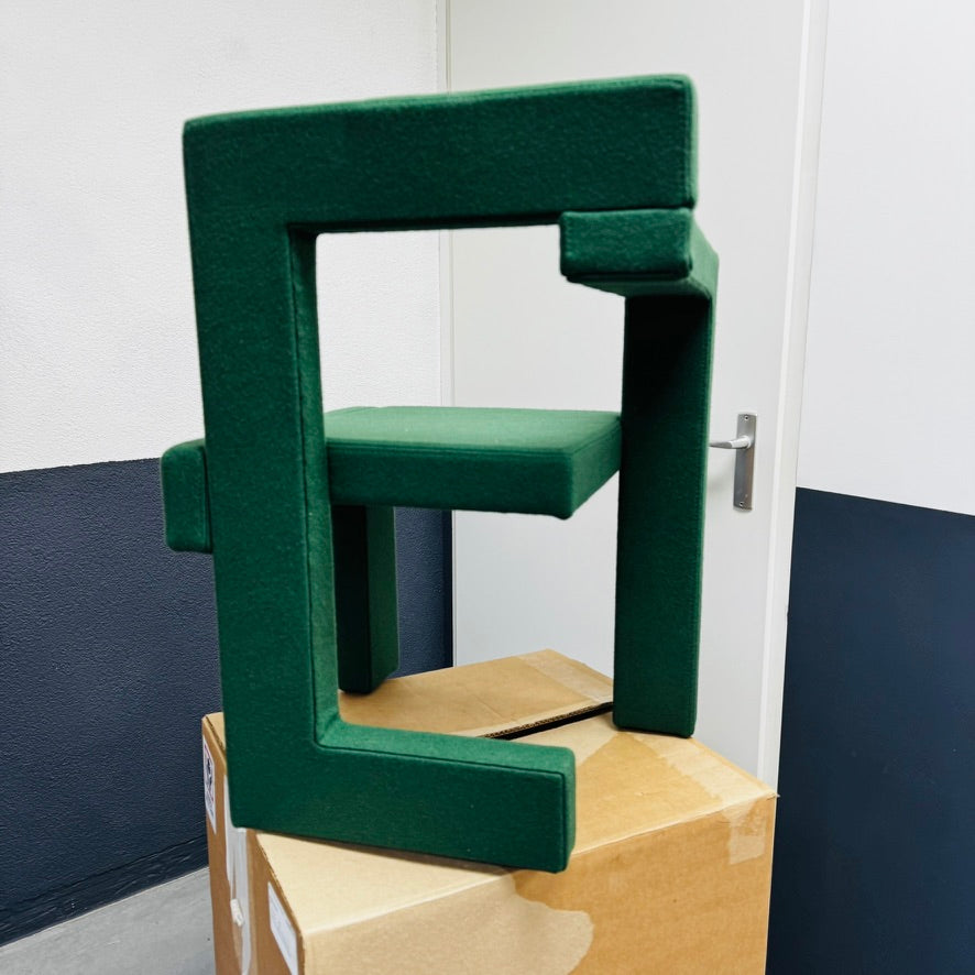 Chaise Rietveld Steltman gauche, revêtement vert – Design emblématique de Gerrit Rietveld