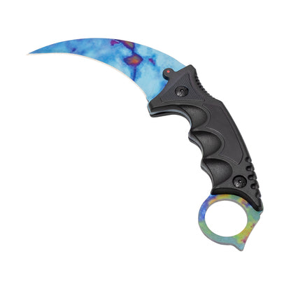 Karambit Premium à trempe superficielle – Bleu Gemme | Couteau CS2 pleine soie réaliste | Neuf