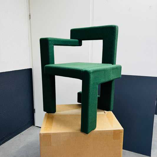 Chaise Rietveld Steltman gauche, revêtement vert – Design emblématique de Gerrit Rietveld
