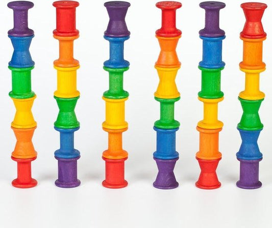 Gekleurde Houten Spoelen - 36 Stuks van Grapat