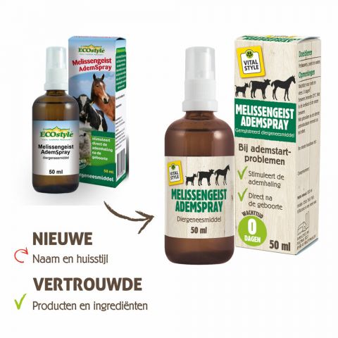 Spray buccal VITALstyle Melissengeist 20 ml – pour une respiration fraîche dès le départ chez les jeunes animaux