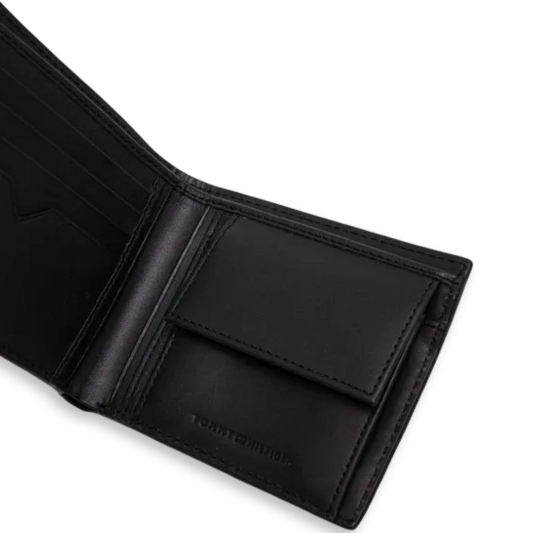 Portefeuille en cuir nappa à motif étiquette sur toute la surface