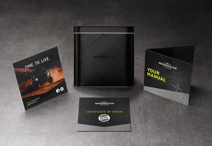 Montre homme Aeromeister Amsterdam Mundo AM1606 – Design robuste et chronographe | 47 mm | Noir/Gris