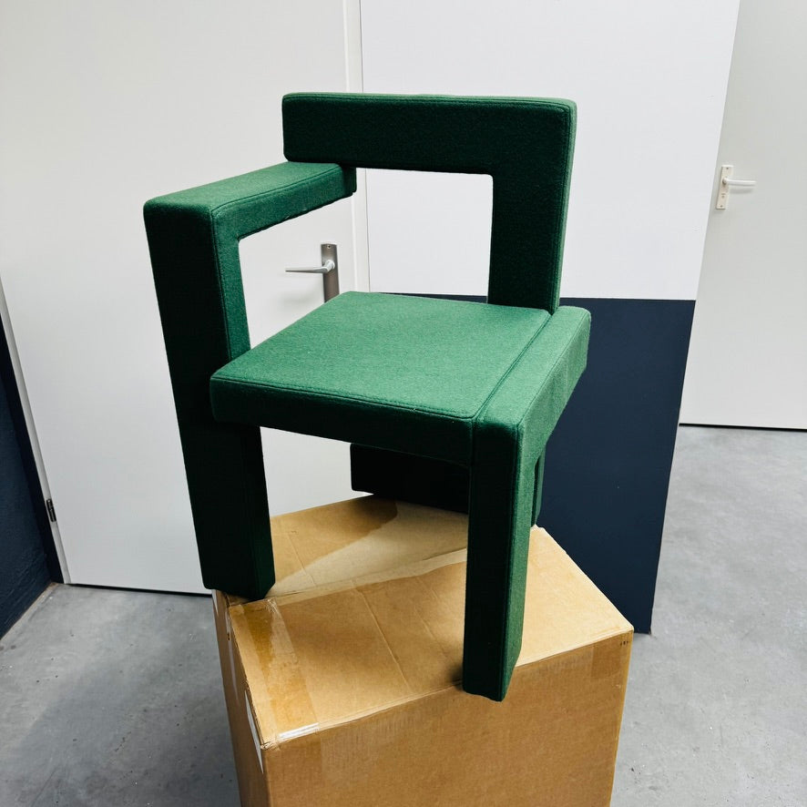 Chaise Rietveld Steltman gauche, revêtement vert – Design emblématique de Gerrit Rietveld