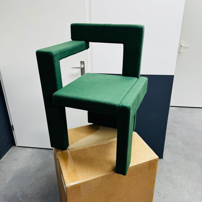 Chaise Rietveld Steltman gauche, revêtement vert – Design emblématique de Gerrit Rietveld