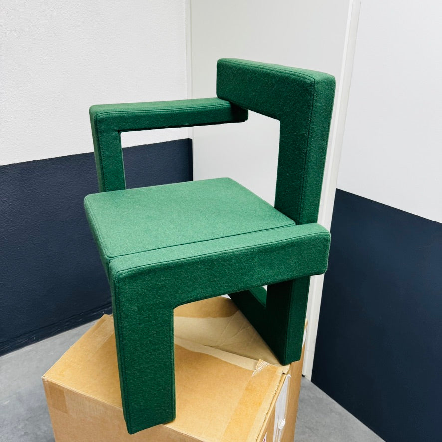 Chaise Rietveld Steltman gauche, revêtement vert – Design emblématique de Gerrit Rietveld