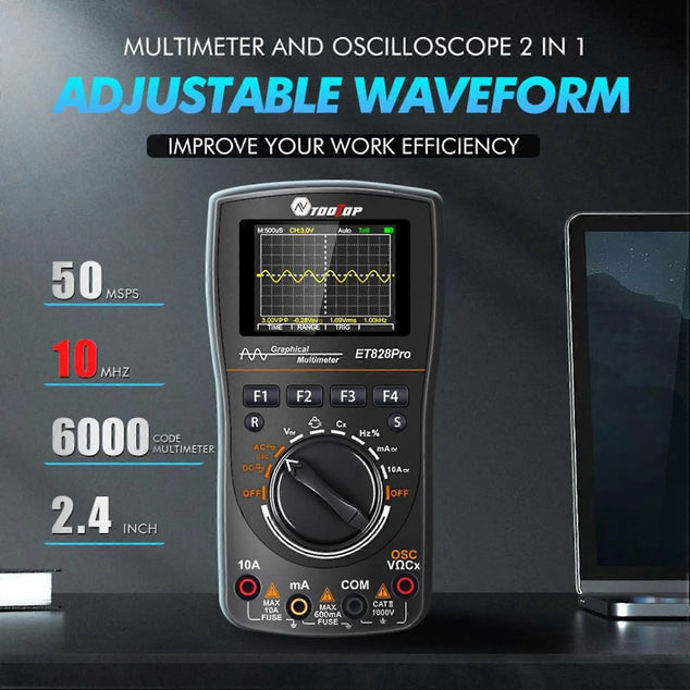 chinees - TOOLTOP ET828Pro 10 MHz 50 Mbps/s Handheld  waveformmultimter 2-in-1 5-Msps /10MHz et828pro