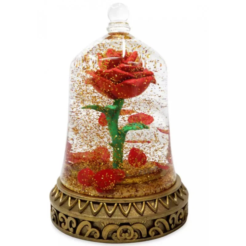 Disney Store Beauty and the Beast Glass Bell with Enchanted Rose