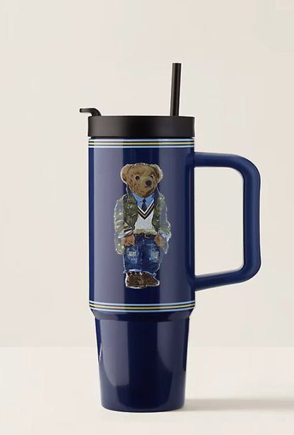 Ralph Lauren Heritage Polo Bear waterfles met rietje