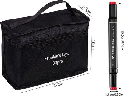 Twinmarkers 80 Stuks - Professionele Alcohol Markers - Stiften - Markeerstiften - Dubbelzijdige Tip - Fine And Chisel- Frankie's Toys