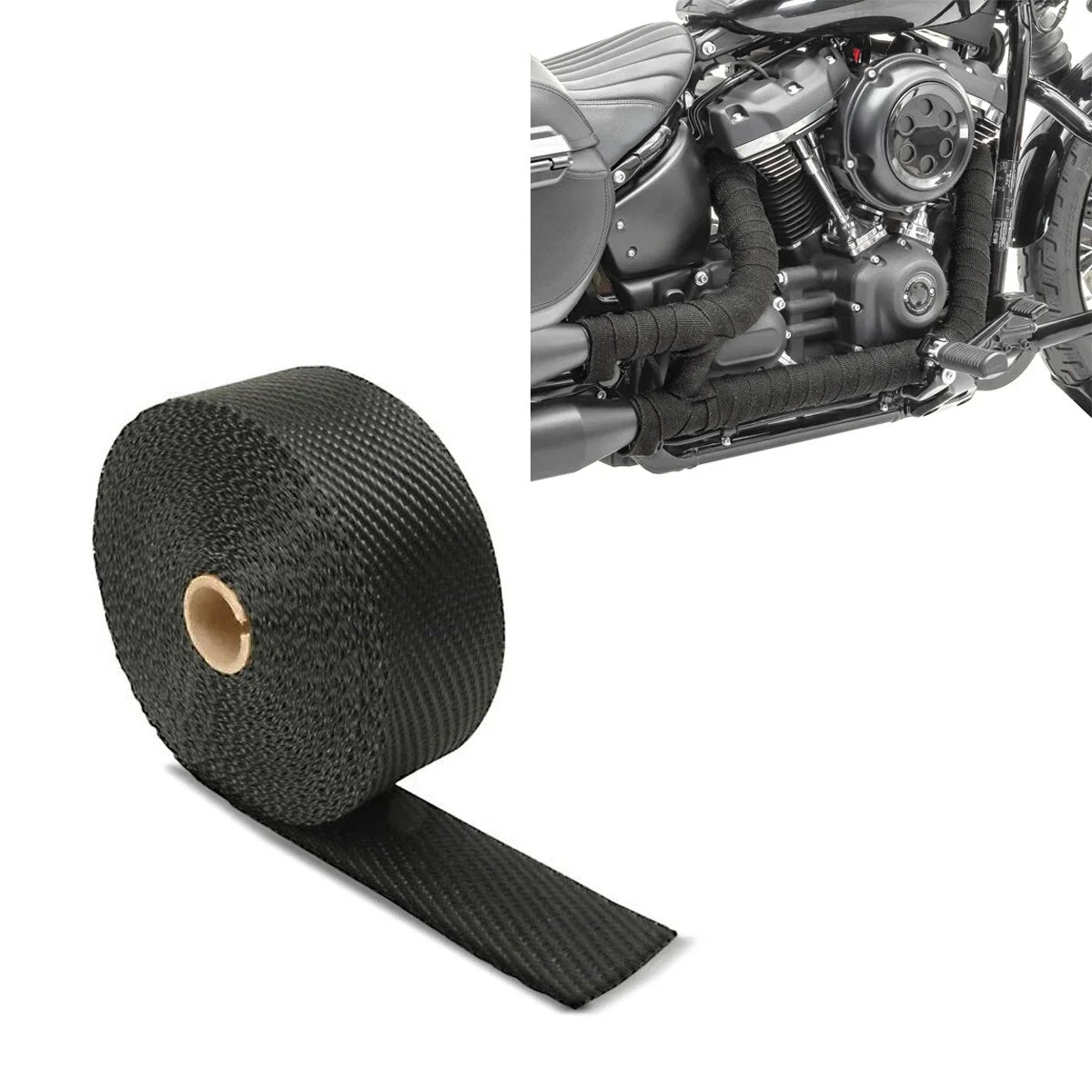 Hittebestendige tape voor motorfietsen, Craftride uitlaattape, 15 m, zwart a010077