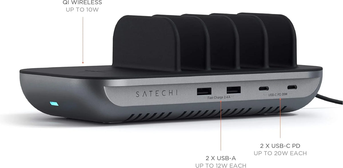 SATECHI Dock 5 oplaadstation voor meerdere apparaten met draadloos opladen  ST-WCS5PM-EU