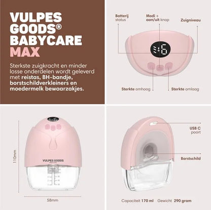 Vulpes Goods BabyCare  Dubbele elektrische handsfree Kolf - 2 Stuks - Max