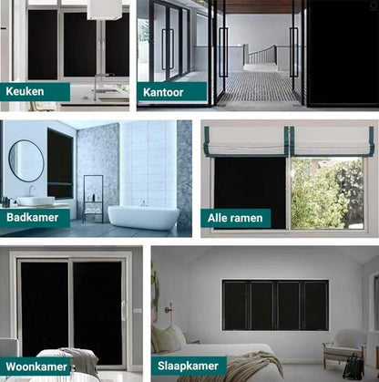 Homewell Verduisteringsdoek 90x300cm - Raamfolie Verduisterend - 100% Blackout - Anti Inkijk, Isolerend en Zonwerend - Herbruikbaar - Statisch – Zwart