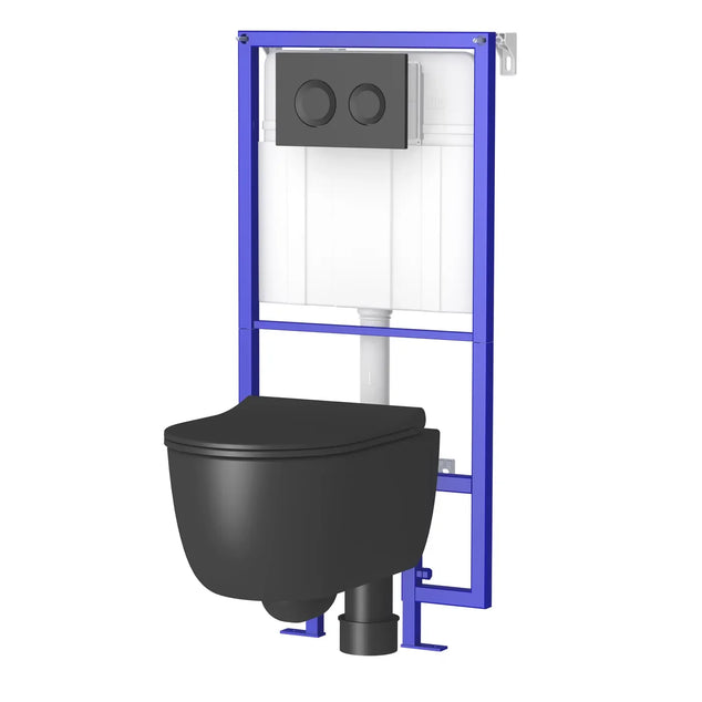 Allibert Nero Inbouwtoilet set met randloze toiletpot - zwart mat