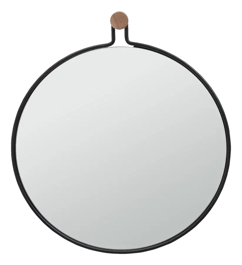 Tiger badkamerspiegel Sem rond 47 x 53 cm ø 45 cm eiken zwart