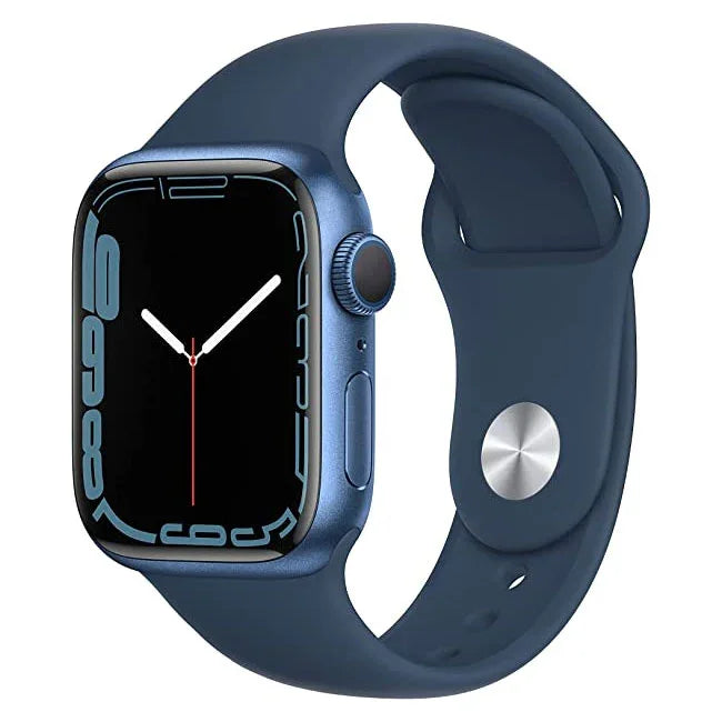 apple watch 7 series aluminimum blauw 41 mm 4 extra bandjes zwart/scout-blauw/lichtblauw kliterband/meerdere kleuren