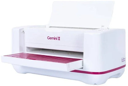 Gemini II elektrische stans- en embossingmachine met pauze en terugspoelfunctie - Snijplatform van 9" x 12,5" [GEMII-M-GLO].