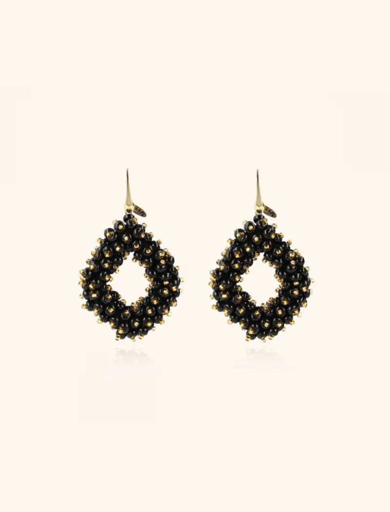 Holly black double stones glassberry ace L earrings