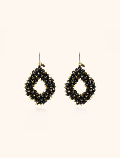 Holly black double stones glassberry ace L earrings