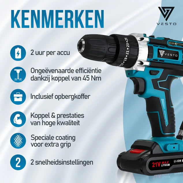 VESTO POWERDRIVE ACCUBOORMACHINE 21V