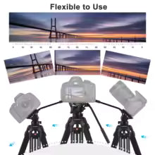 Andoer D1801 Professionele Fotografie Statief Aluminium Panorama Hoofd 3 Sectie Laadvermogen 10kg voor DSLR Camera Camcorder