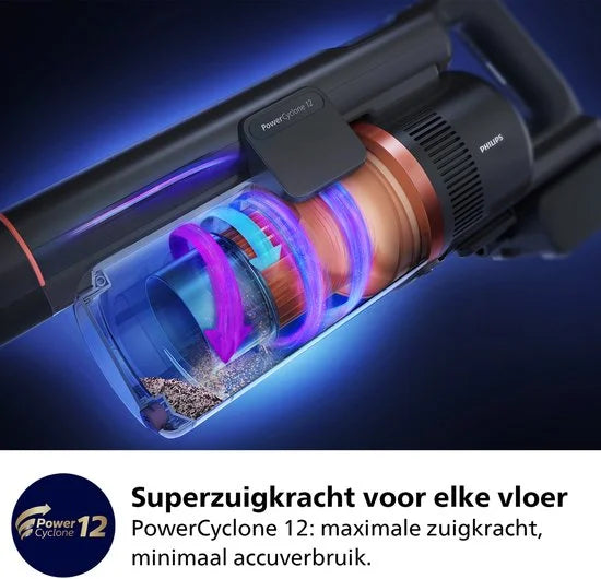 Philips Steelstofzuiger met Dweilfunctie XC7055/01 Aqua - Draadloos en Zonder Zak - Zuigmond met LED Verlichting