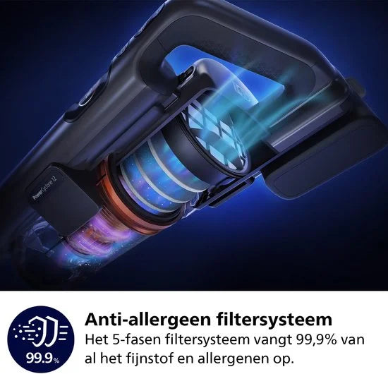 Philips Steelstofzuiger met Dweilfunctie XC7055/01 Aqua - Draadloos en Zonder Zak - Zuigmond met LED Verlichting