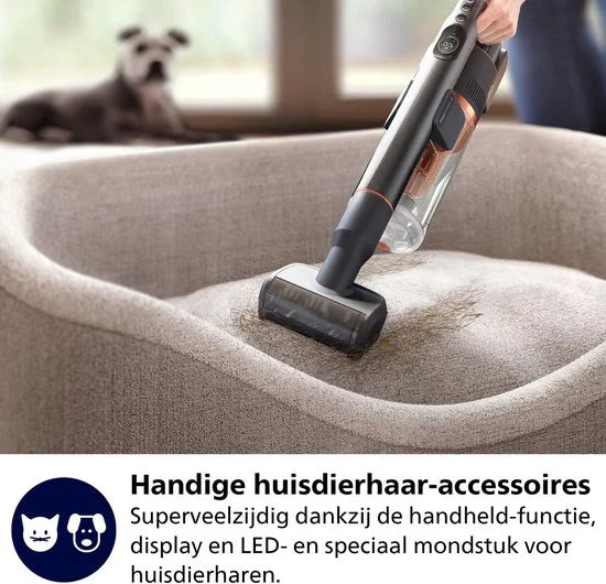 Philips Steelstofzuiger met Dweilfunctie XC7055/01 Aqua - Draadloos en Zonder Zak - Zuigmond met LED Verlichting