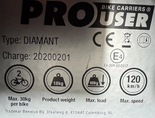 Fietsendrager Pro-User Diamant bike carrier