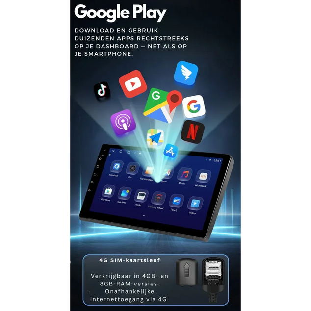 Universal | 7 Inch Scherm | Android 13 Autoradio | Apple CarPlay | Android Auto