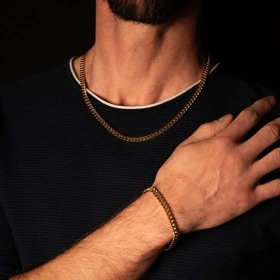 Heren Guess heren stalen goldplated collier LINK CITY - Ketting - Staal - Goudkleurig - 54 cm