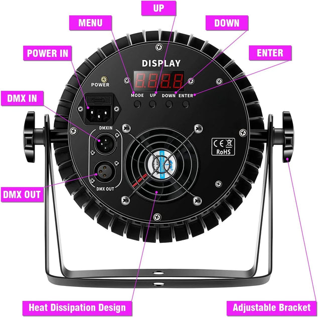 200 W LED Par Koplamp RGB UV zwart licht 18 LED podiumlicht partylicht DMX-4/8CH spot | EU STEKKER