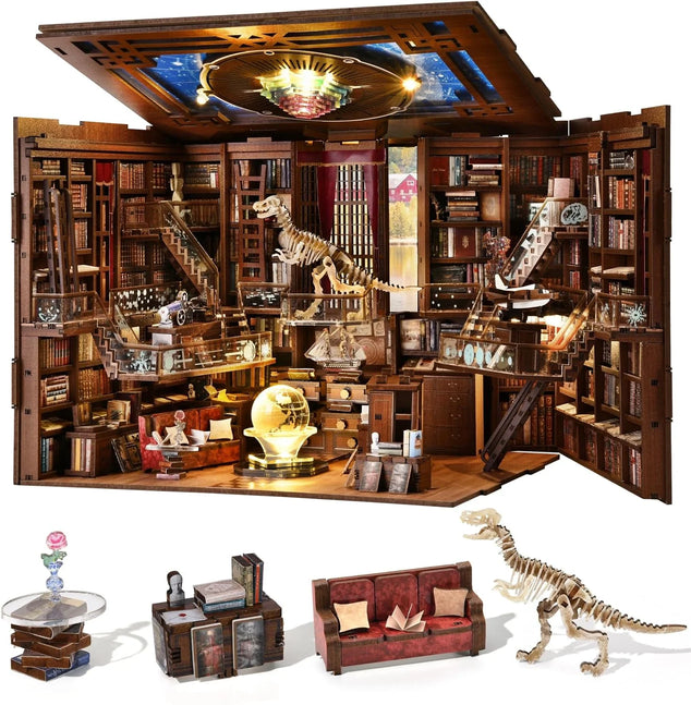 boekenplank kit, doe-het-zelf houten decoratieve puzzel met ledverlichting