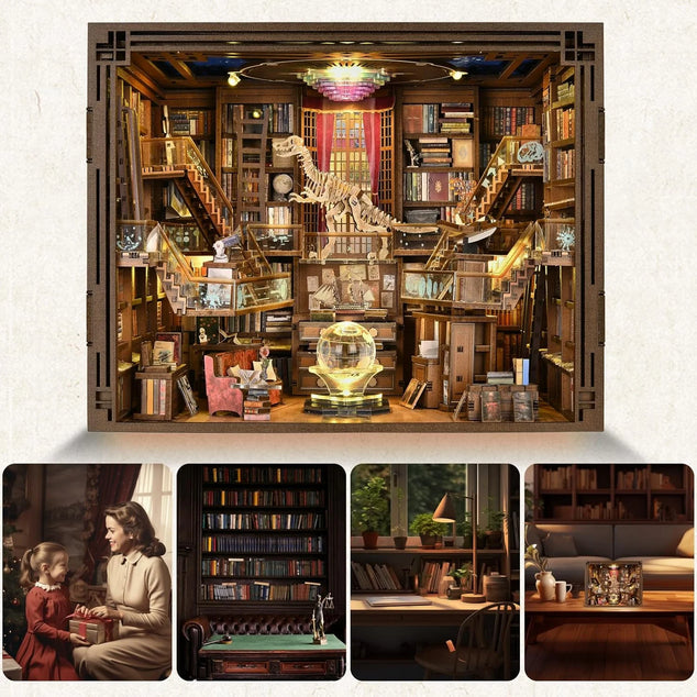boekenplank kit, doe-het-zelf houten decoratieve puzzel met ledverlichting