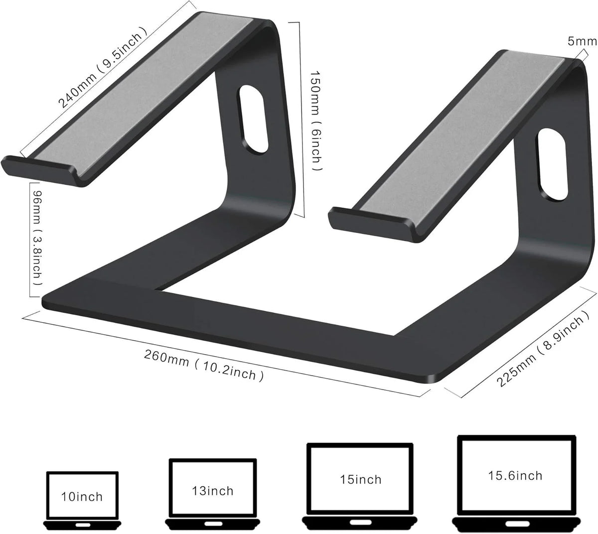 Laptopstandaard zwart max 4kg voor 10-15.6inch