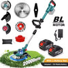 Draadloze grasmaaier, borstelloze motor, elektrische grastrimmer met 2 batterijen, verstelbare hoek, telescopisch snoeien, tuingereedschap, draad