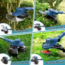 Draadloze grasmaaier, borstelloze motor, elektrische grastrimmer met 2 batterijen, verstelbare hoek, telescopisch snoeien, tuingereedschap, draad