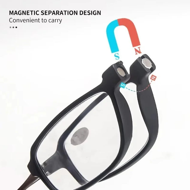 MENS Magnetic Hanging Spectacles Reading Glasses PD62-64 Black +1.5