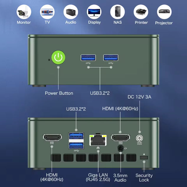 G3 Mini PC Intel Alder Lake N100 Windows 11 Pro Mini PC 8DDR4 256GB PCIe M.2 SSD WiFi 6 BT5.2 Desktop Computer