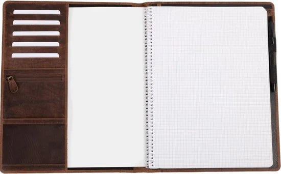 Pride and Soul schrijfmap - WINSTON - leer - bruin - A4 - JU-30122