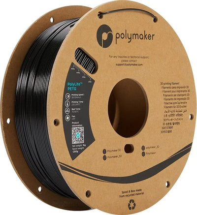 Polymaker PB01001 PolyLite Filament PETG Hittebestendig, Hoge treksterkte 1.75 mm 1000 g Zwart 1 stuk(s)
