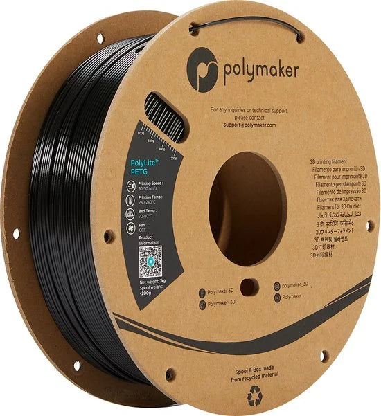 Polymaker PB01001 PolyLite Filament PETG Hittebestendig, Hoge treksterkte 1.75 mm 1000 g Zwart 1 stuk(s)