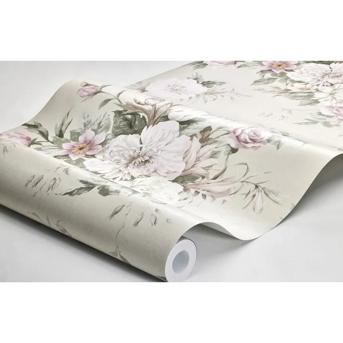 Bloemen boeketten romantische stijl behang in pasteltinten