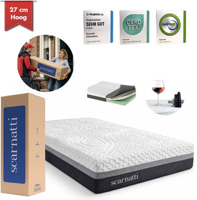 Koudschuim matras 90x200 cm - Memory Foam - Extra Comfort 27 cm met Bamboe Tijk