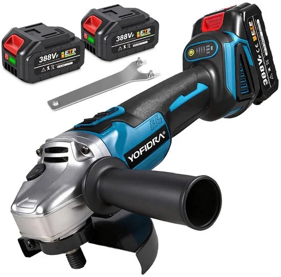 Yofidra Haakse slijper - Ø125MM Draadloze Slijptol - Elektrische Slijpmachine - Borstelloze Motor - met 2x Accu - 8500 tpm - voor snijden, slijpen en polijsten
