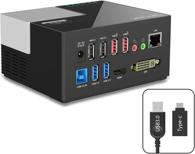USB 3.0/C laptop-dockingstation voor notebooks met dubbele video-uitgang (HDMI en DVI/HDMI/VGA)