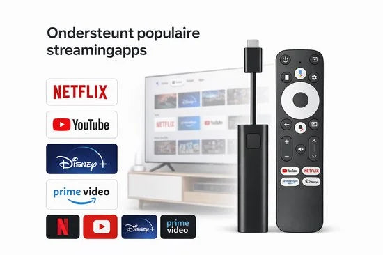 GD1 Android TV Box - Google Gecertificeerd - 4K Chromecast Built In - Google Assistant - Netflix/Youtube/Prime
