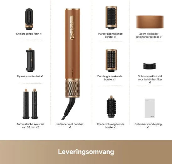 Airstyle Pro - Goud - Krachtige Föhn - 7 Opzetstukken voor verschillende Haarstijlen - moeiteloze styling - 2026 New version